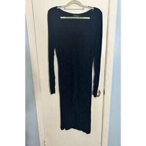 Marciano Dress Size Large Black Bodycon Stretch Knit Office Siren Dark Academia